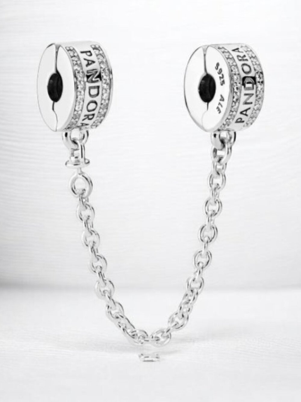 NEW Authentic PANDORA Logo Safety Chain Clip Charm 925Ale #792057CZ - 05